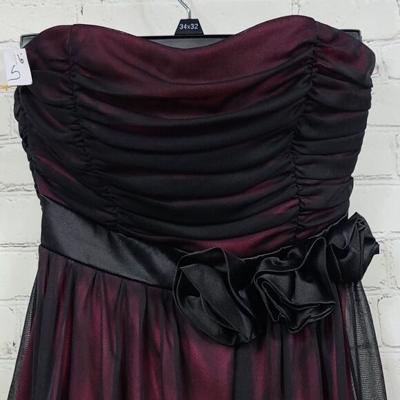 Ruby Rox Black Chiffon Bubble Dress Strapless Pink Party Evening Bridesmaid Prom - Picture 6 of 10